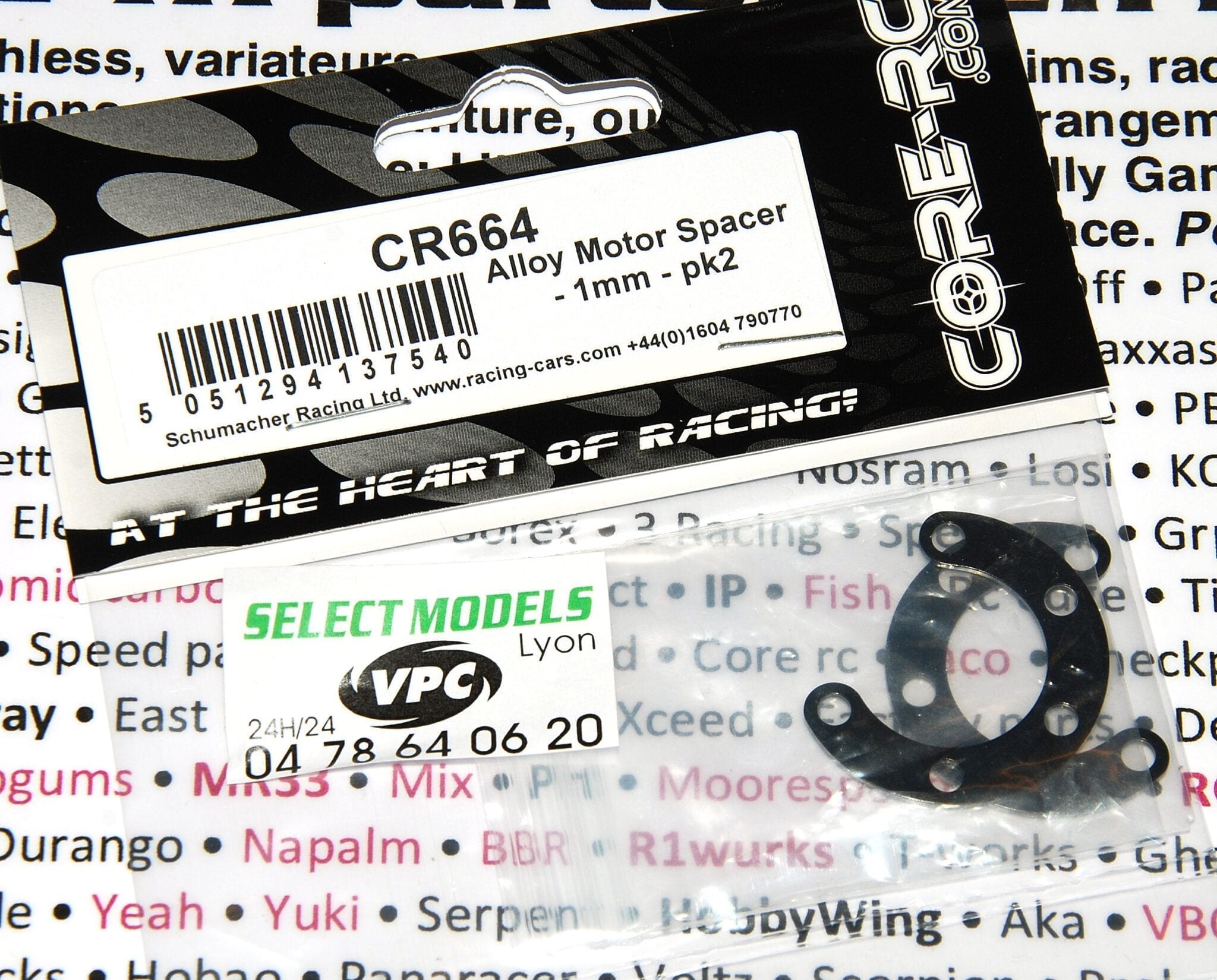 Espaceur moteur 1/10 alu 1mm core rc cr664